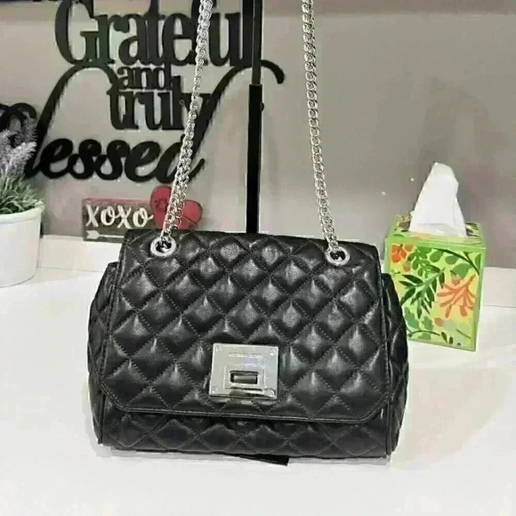 KORS Michael Kors Handbags - MICHAEL KORS Michael Kors Black Quilted Leather Large Sloan Shoulder Bag